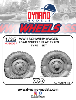 1/35 Wheels WWII Schwimmwagen Sagged Road Wheels Flat Tyres Type 1 Set Dynamo Models