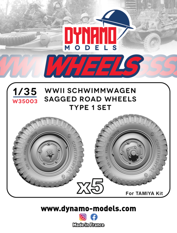 1/35 Wheels WWII Schwimmwagen Sagged Road Wheels Type 1 Set Dynamo Models