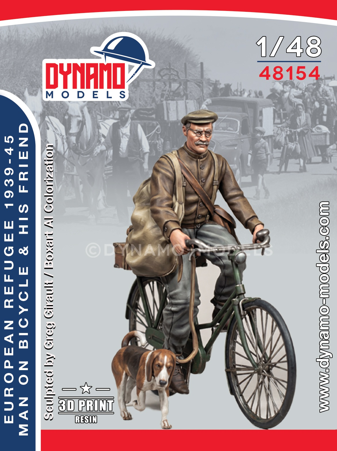 1-48-homme-réfugié-civil-à-vélo-et-son-ami 1/48 Civilian – Refugee Man on Bicycle and his Friend – Image 1