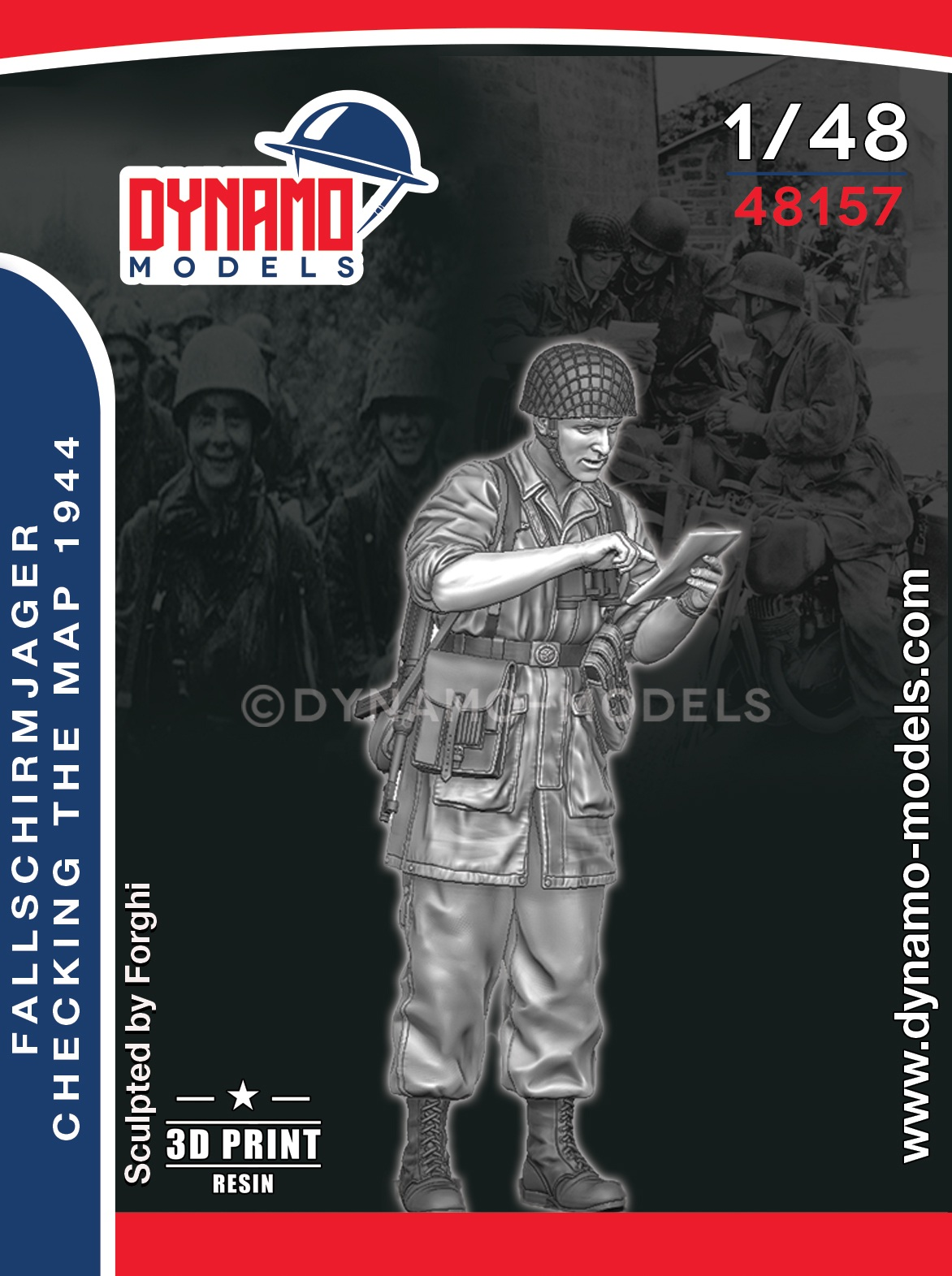 1-48-fallschirmjager-vérifier-la-carte-normandie-1944 1/48 Fallschirmjager Checking the Map – Normandy 1944 – Image 1