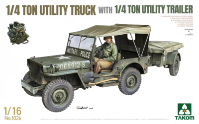 Takom 1026 - U.S. Army 1/4 ton Utility Truck with 1/4 ton Utility trailer