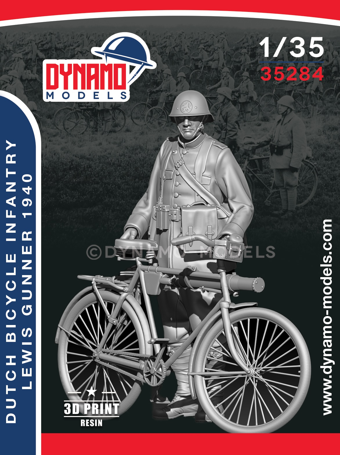 1-35-dutch-army-bicycle-lewis-gunner-1940-with-bicycle 1/35 Dutch Army Bicycle Infantry Lewis Gunner 1940 With Bicycle - Image 1