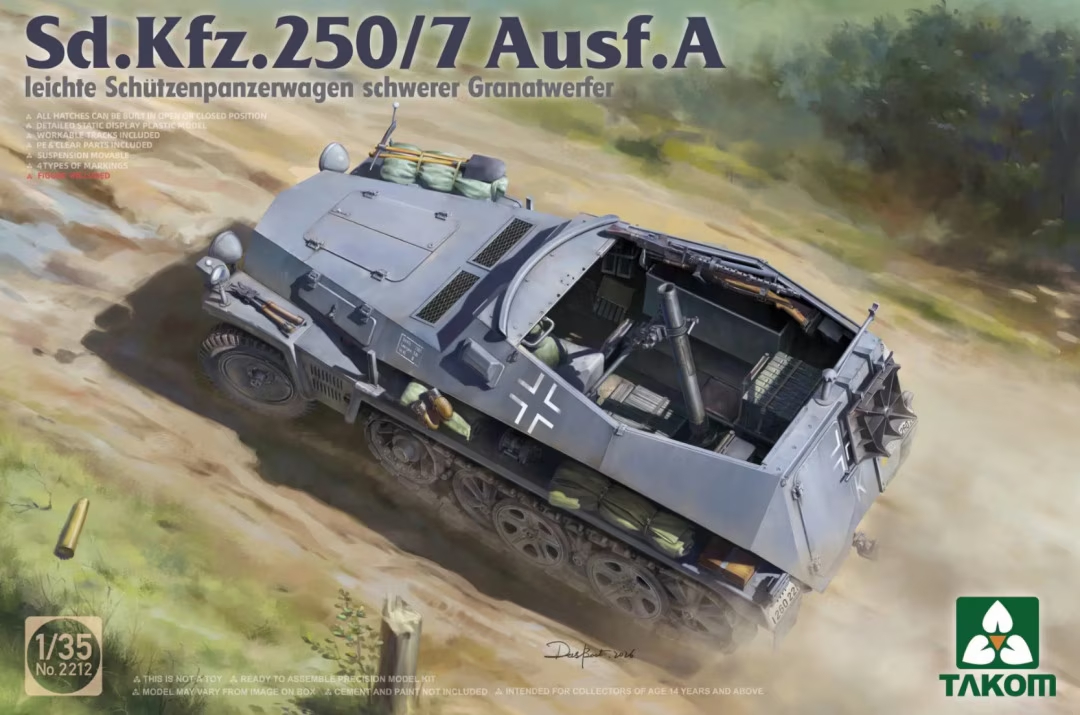 takom-2212-1-35-sd-kfz-250-7-ausf-a-leichter-schutzenpanzerwagen-schwerer-granatwerfer TAKOM 2212 - 1/35 Sd.Kfz. 250/7 Ausf. A leichte Schutzenpanzerwagen schwerer Granatwerfer