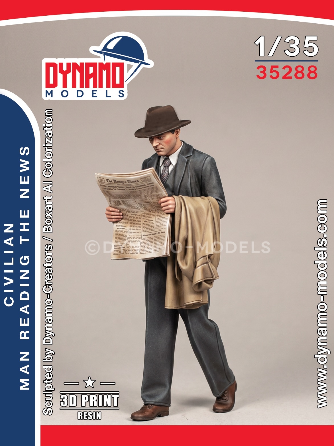 1-35-civilian-man-reading-the-news 1/35 Civilian - Man Reading the News - Image 1