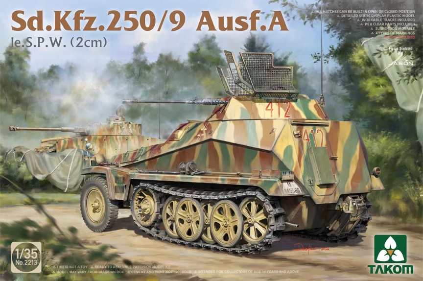 takom-2213-1-35-le-s-p-w-2-cm-sd-kfz-250-9-ausf-a Takom 2213– 1/35 le. S.P.W. (2 cm) Sd.Kfz. 250/9 Ausf. A - Image 1